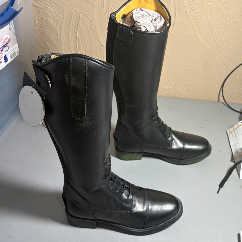 Horze Santiago Junior Tall Riding Boots EU 32 LW Black Leather 38082 NIB